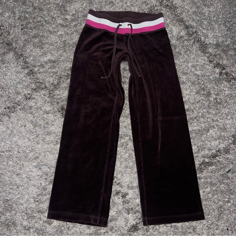 Juicy Couture Black Velour Track Pants with Pink Trim - Picture 2 of 7